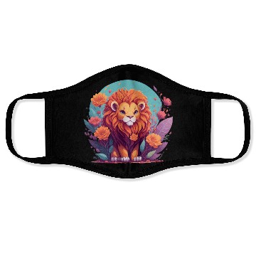 Discover Illustration Cute Kawaii lion - lion lovers gift Face Masks