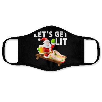 Discover Lets Get Lit Santa Funny Christmas In July Santa Face Masks