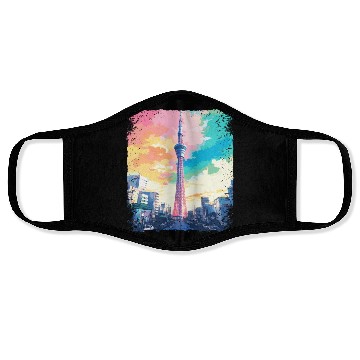 Discover Tokyo Skytree Vaporwave Aesthetic Japanese Sight Face Masks