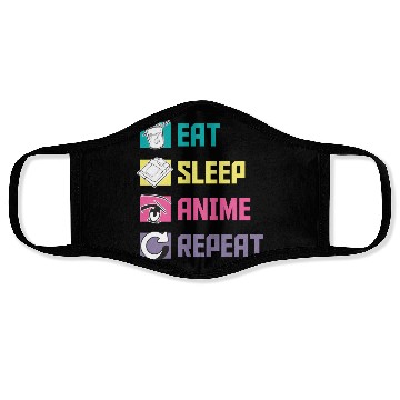 Discover Eat Sleep Anime Repeat funny Face Masks