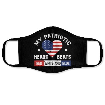 Discover My Patriotic heart red white blue 4th of July Face Masks