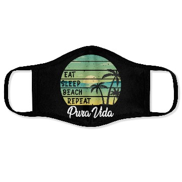 Discover Eat Sleep Beach Repeat Pura Vida Palms Sunset Face Masks