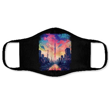 Discover Vaporwave Japanese Aesthetic Skytree Tokyo Sight Face Masks