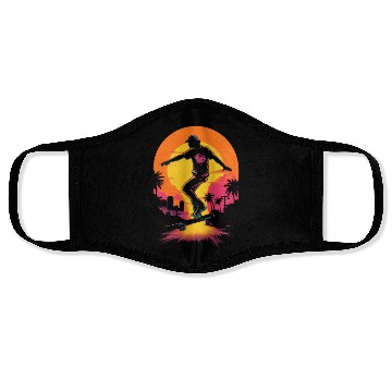 Discover Skateboarding Skateboarder Skater Sunset Retro Face Masks
