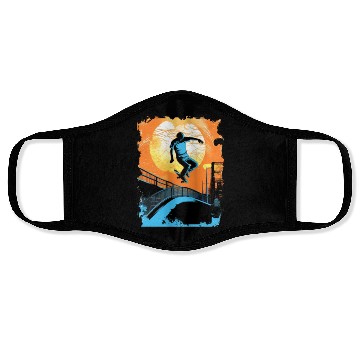 Discover Skateboarding Skateboarder Tricks on Ramps Face Masks