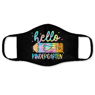 Discover Back To School Hello Kindergarten Leopard Tie Dye Face Masks