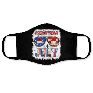 Discover Christmas in July Santa Hat Sunglasses Summer Face Masks