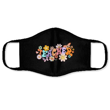 Discover Floral Teacher Groovy Back to School Teacher Life Face Masks