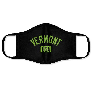Discover Vermont Usa Arched Text Distressed Lime Green Prin Face Masks