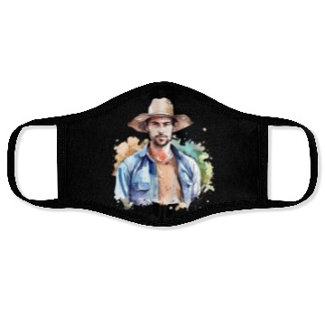 Discover Harvest Hues - Watercolor Style Farmer Artwork Face Masks