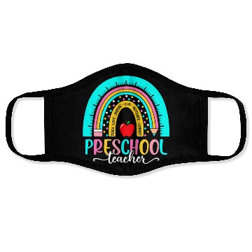 Discover Back To School Preschool Teacher Leopard Rainbow Face Masks