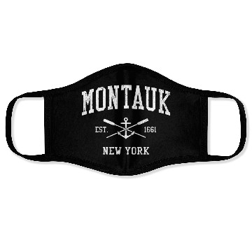 Discover Montauk Ny Crossed Oars Boat Anchor Sports Face Masks