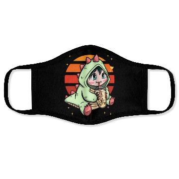 Discover Boba Dinosaur Drinking Love Tea Sunset Face Masks