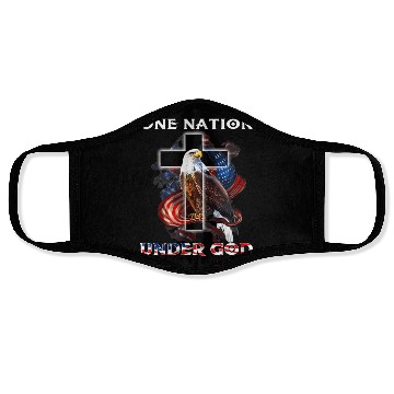 Discover One Nation Under God Jesus Usa Cross Bald Eagle Face Masks