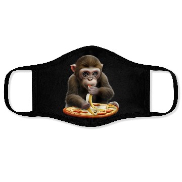 Discover Monkey enjoying banana pizza Face Masks