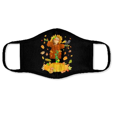 Discover Scarecrow Pumpkin Garden Hello Thanksgiving Face Masks