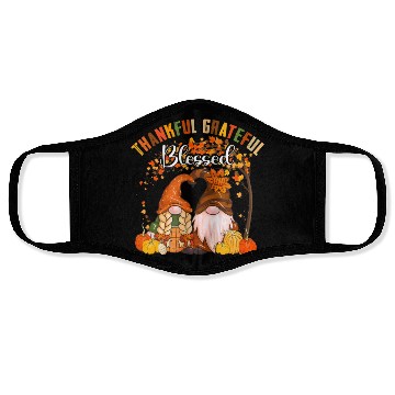 Discover Thankful Grateful Blessed Gnomes Fall Autumn Face Masks
