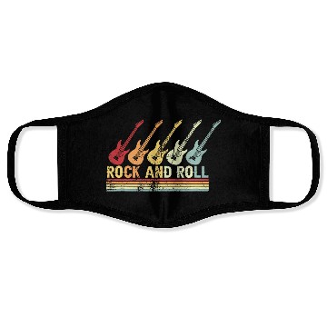 Discover Vintage Retro Rock And Roll Guitar Music Face Masks
