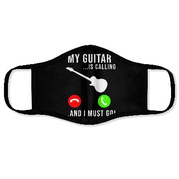 Discover My Guitar Is Calling - Funny Bass Guitar Music Face Masks