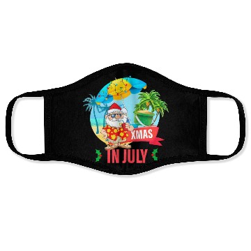 Discover Christmas in July santa hat Xmas funny Summer Face Masks