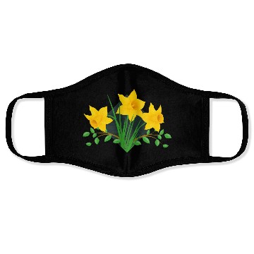 Discover Daffodil Daffodils Yellow Green Flowers Floral Face Masks