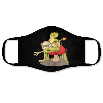 Discover Cottagecore Aesthetic Frog Lover Banjo Player Face Masks