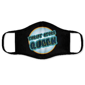 Discover Thrift Store Queen blue orange Face Masks