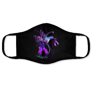 Discover Hummingbird Purple Ribbon Pancreatic Cancer Face Masks
