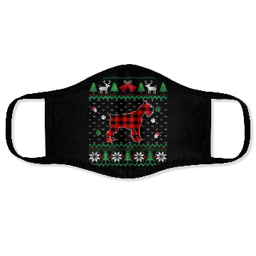 Discover Red Plaid Schnauzer Ugly Dog Face Masks