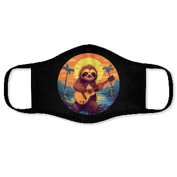 Discover Sloth Guitar Sunset Face Masks