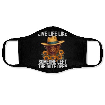 Discover Cory Heifer Highland Cow With Sunflowers Farm Face Masks