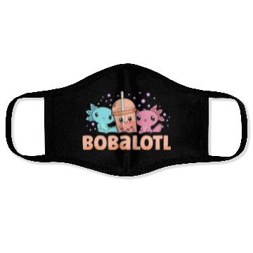 Discover Bobalotl Bubble Tea Lover Boba Tea Drinker Axolotl Face Masks
