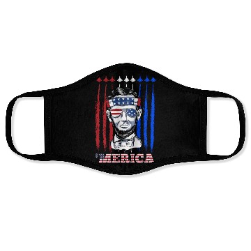Discover Merica Lincoln Independence Day Party Patriots Face Masks
