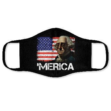 Discover Merica George Washington Independence Day USA Face Masks