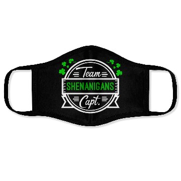 Discover Shenanigans Team Captain Shamrocks St Patricks Day Face Masks