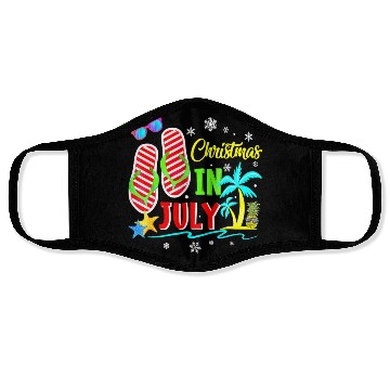 Discover Christmas In July Flip Flops Funny Beach Summer Face Masks
