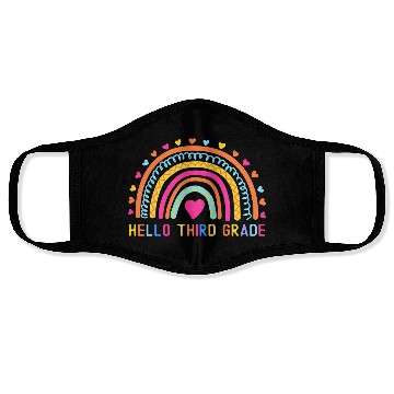 Discover Hello Third Grade Rainbow 3rd Grade Teacher Back Face Masks