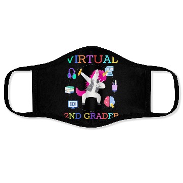 Discover Virtual 2ND Grader Unicorn Back To School Online Face Masks