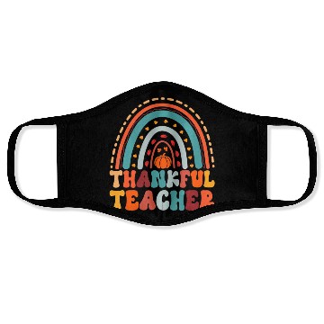 Discover Thankful Teacher Pumpkin Autumn Leaves Rainbow Face Masks