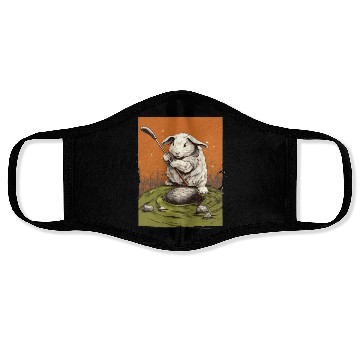 Discover Golfer Guinea Pig Golf Club Golfing Golf Player Face Masks