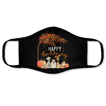 Discover Cute Dogs Autumn Leaves Pumpkin Happy Face Masks