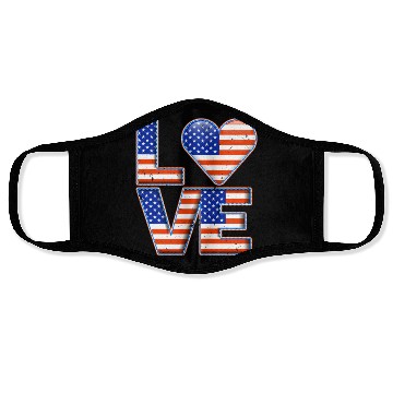 Discover LOVE America Patriotism USA Independence Day Face Masks