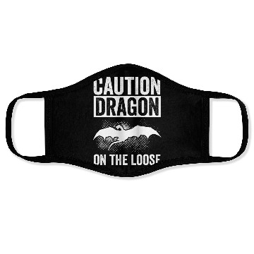 Discover Caution dragon on the loose Face Masks