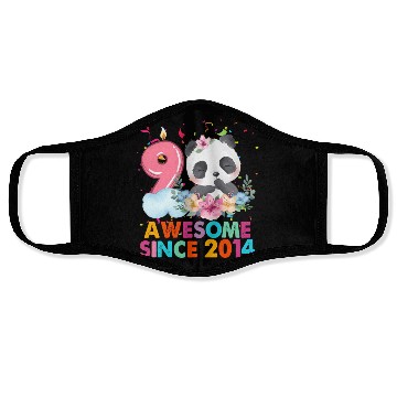Discover 9 Year Old Awesome Since 2014 Panda 9Th Face Masks