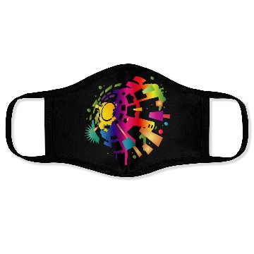 Discover colorful sound symbol for festival season Face Masks