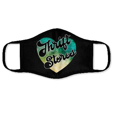 Discover Thrift Stores green yellow watercolor heart Face Masks