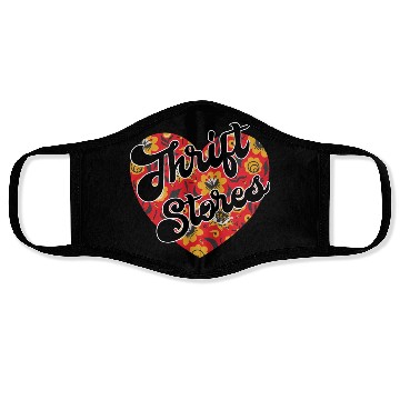 Discover Thrift Stores red floral heart Face Masks