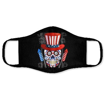 Discover Independence Day Firecracker Skull USA Party Face Masks