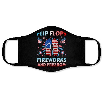 Discover Flip Flops Fireworks and freedom Face Masks