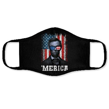 Discover Merica Lincoln Independence Day Party 4th July Face Masks